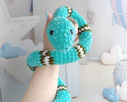 Snake plush crochet pattern No sew do it yourself Amigurumi tutorial PDF in English