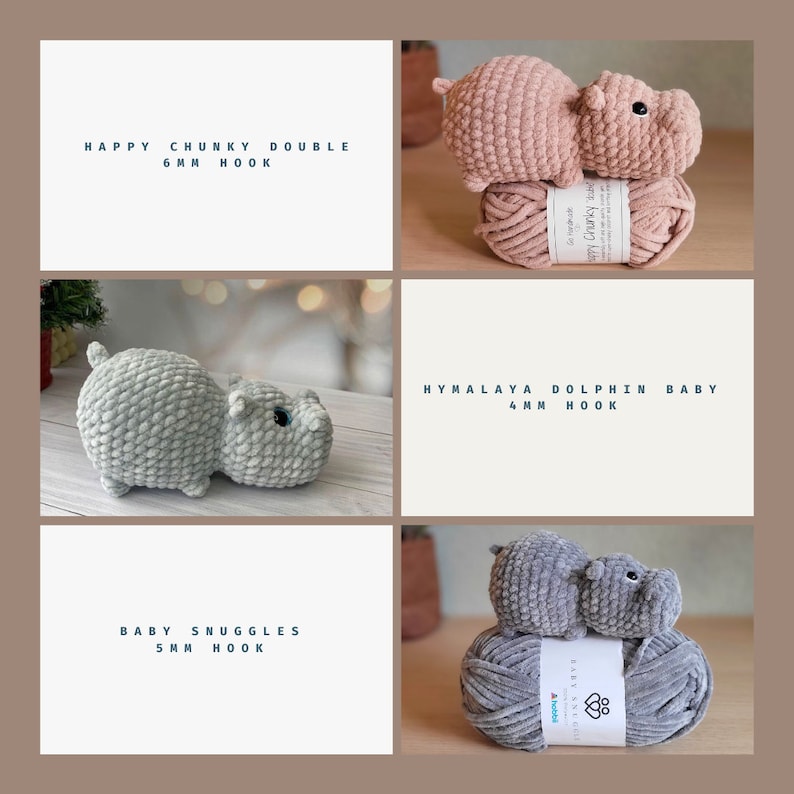 Happy the Hippo, NO-SEW crochet amigurumi PDF Pattern