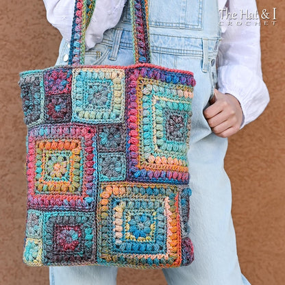 Crochet PATTERN - Square Scramble Sack - colorful crochet bag - PDF Download