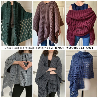 Boho Crochet Shawl with Pockets and Fringe | EASY Womens Scarf Pattern