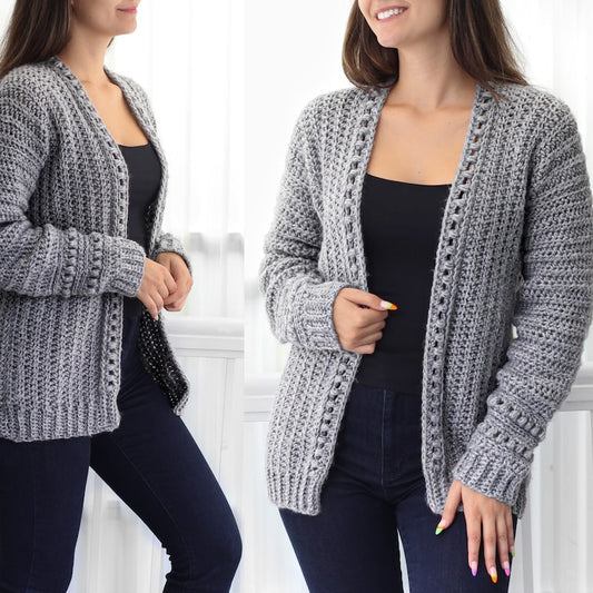 ANDREA Crochet cardigan pattern PDF-Women crochet pattern-7 sizes XS-3XL