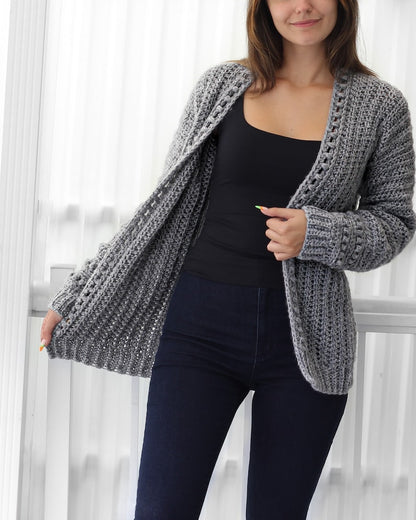 ANDREA Crochet cardigan pattern PDF-Women crochet pattern-7 sizes XS-3XL