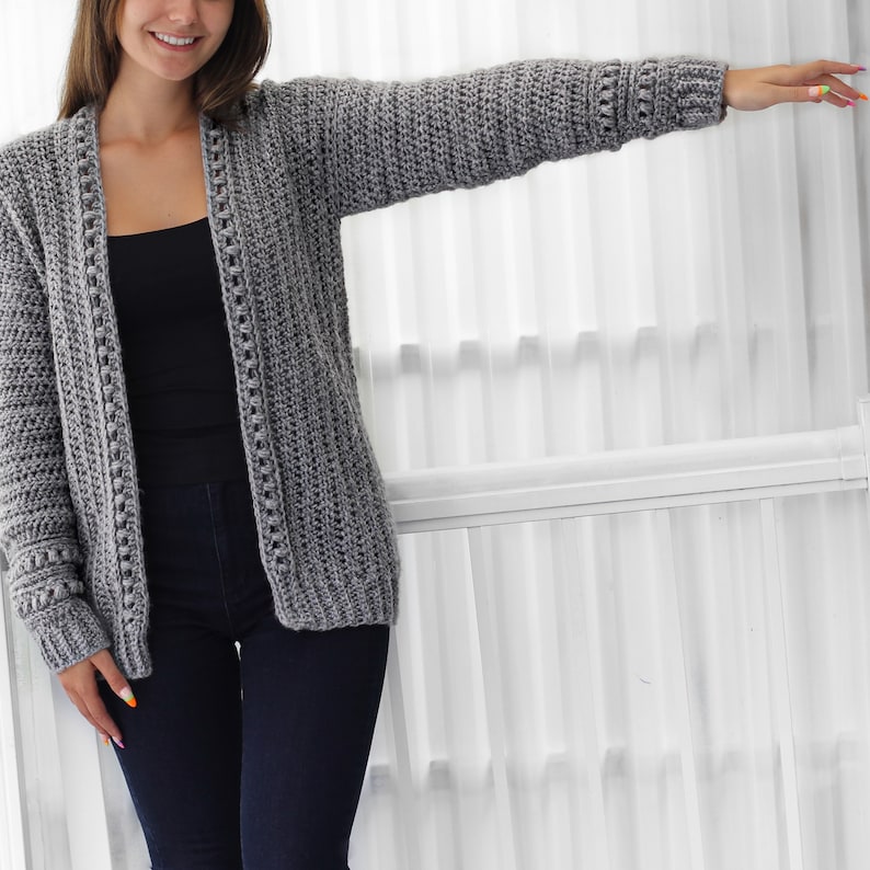 ANDREA Crochet cardigan pattern PDF-Women crochet pattern-7 sizes XS-3XL