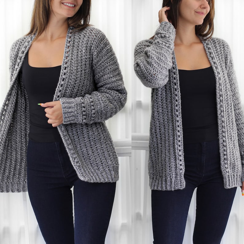 ANDREA Crochet cardigan pattern PDF-Women crochet pattern-7 sizes XS-3XL