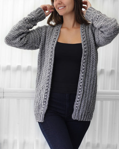 ANDREA Crochet cardigan pattern PDF-Women crochet pattern-7 sizes XS-3XL