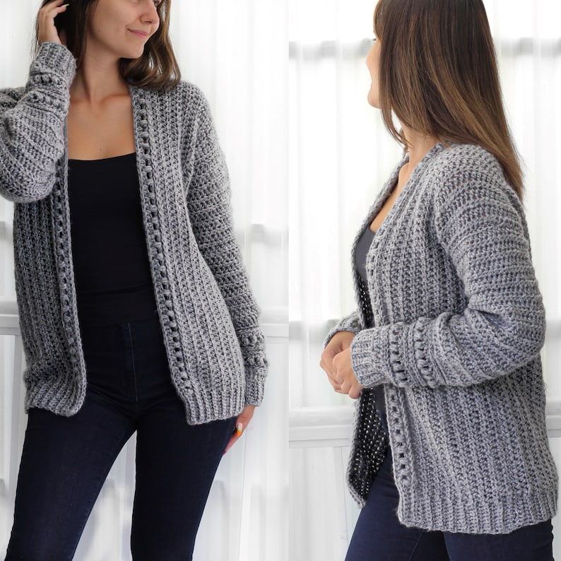 ANDREA Crochet cardigan pattern PDF-Women crochet pattern-7 sizes XS-3XL