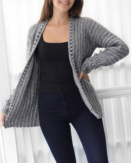 ANDREA Crochet cardigan pattern PDF-Women crochet pattern-7 sizes XS-3XL