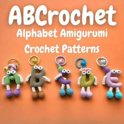 Alphabet & Number Crochet Pattern Bundle, 26 Letters Keychain Amigurumi Crochet Pattern