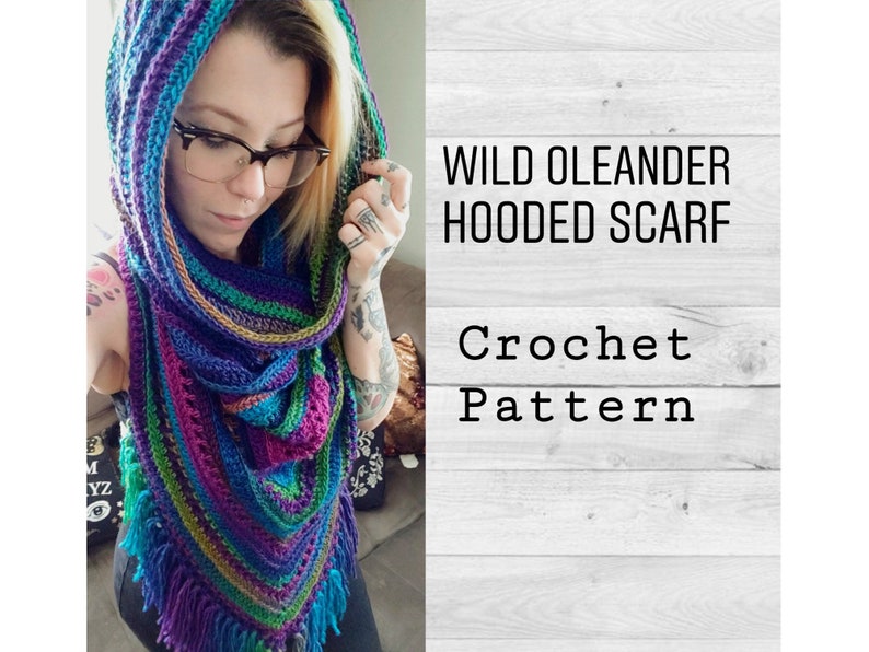 Crochet Pattern ~ Wild Oleander Hooded Scarf PATTERN